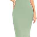 JLCNCUE Women's Spaghetti Straps V Neck Bodycon Mermaid Dress Elegant Ruffles Midi Dress Cocktail Evening Party Dress 325 (Green, M)