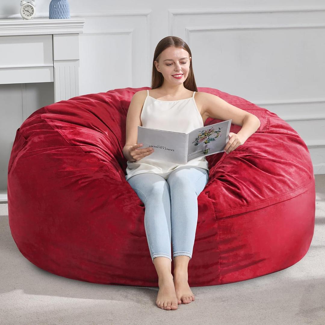 Hobestluk 4FT Bean Bag Chair Giant Bean Bag Chairs for Adults Large Bean Chairs with Removable Cover, Beanbag Chair with Filler, Adult Bean Bag Chairs for Living Room, Bedroom, 4FT - 44" x 44" x 24"