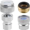 Hibbent 2 PACK Dishwasher Faucet Adapter, Dishwasher Snap Adapter Connection, One with Swivel Ball Joint and The Other One with Faucet Aerator, 15/16-27Male Outside and 55/64-27Female Inside, Chrome