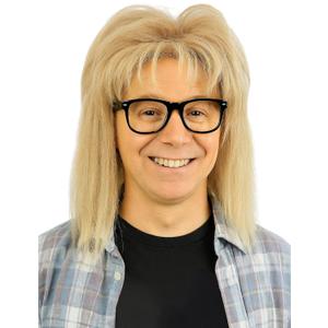 Men's Blonde Mullet Wig with Glasses - 80s Blonde Hair Wigs for Men & Women Funny Halloween Costume Style Blond Male Wig (Blonde)