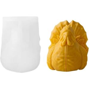 3D Turkey Candle Soap Mold, Thanksgiving Christmas Turkey Silicone Mold for Fondant, Soy Wax Candle, Soap, Plaster, Epoxy Resin Casting, DIY Crafts (A)