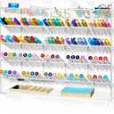 Acrylic Pen Organizer Storage for 300 Markers Vertical Marker Organizer Acrylic Pen Display Holder for Office Desk Desktop Stationery Pencil Storage, Clear, 15 x 4 x 12.4 Inch