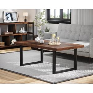 IBF Walnut Coffee Table for Living Room, Simple Rustic Center Table 47 Inch