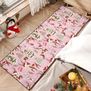 Britown Christmas Reindeer Runner Rug, 2'x 6' Snow Tree Pink Non Slip Area Rug Indoor Entry Floor Mat for Bathroom Kitchen Bedroom Decoration