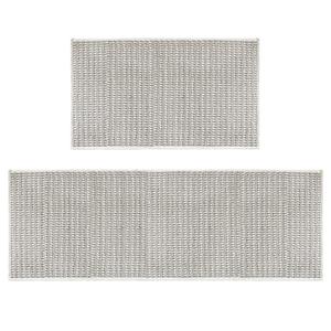 Artoid Mode Beige and Grey Machine Washable Non Slip Kitchen Rugs and Mats Set of 2, Absorbent and Stain Resistant Kitchen Mats for Sink Hallway and Laundry - 17x29 and 17x47 Inch