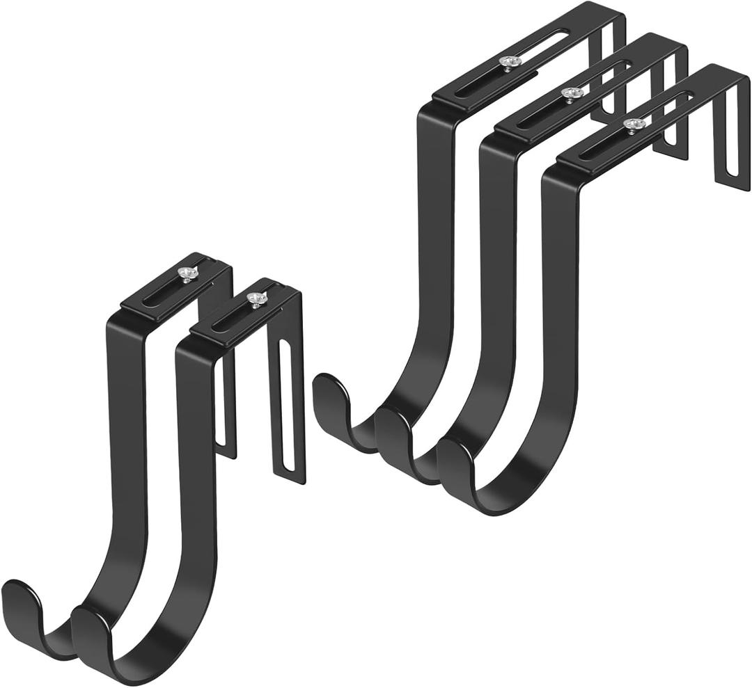 Adjustable Over The Door Hooks, Premium Metal Hooks for Hanging, Door Coat Hangers, Cubicle Hook Fit 1 3/8" to 3 1/2" Longer Panels Heavy Duty Towel Hooks for Coat, Towels, Wreath, Black, 5 Pcs (Large)