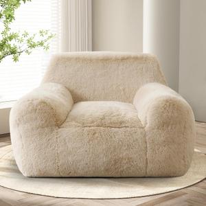 Hobestluk Bean Bag Chair Giant Bean Bag Chairs for Adults, Bean Bag Sofa Chair with Armrests, Oversize Beanbag Couch Comfy Chair for Bedroom, Living Room, Dorm and Office (Large, Ivory)