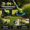 2026 Upgrade 48V 3 in 1 Electric Weed Wacker Cordless, 12’’ Electric Weed Eater Battery Powered 2x4.0AH, Cordless String Trimmer with Auto Spool Feed with 10 Replacement Spools - 1 pc Green