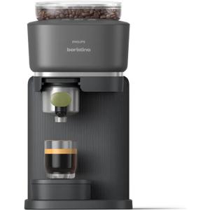 Philips Baristina Espresso Machine, Grind, Tamp & Brew Coffee Beans in One Swipe, Compact, 16 Bar Pump Pressure, Automatic Grinder, Black with Natural Green Portafilter (BAR321/64)