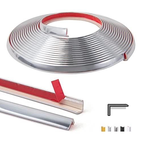 Art3d 20ft Outside Vinyl Corner Trim Peel and Stick for Tile and Wall Edges, Furniture Decoration Stainless Steel