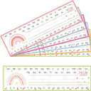 11.02 X 3.15 inch Rainbow Pattern Letters Number Lines Classroom Desk Toppers Nameplates Student Desk Name Tags 60Pcs Manuscript Name Plates Card for Classroom Bulletin Board (Rainbow Number)