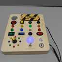 Busy Board with LED Light, Wooden Sensory Toys for Toddler, Montessori Music Toy for Airplane, Travel Activity Educational Learning Autism Toys, Birthday Boys Girls Gifts