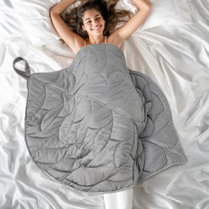 Weighted Lap Blanket 7 lbs 41" x 53"- Gifts for Mom Women Wife, Cozy Luxury Velvet Small Weighted Blankets,Portable Travel Blankets for Adults,All-Season Blanket Relaxation Gift, Grey