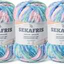 Fuzzy Chunky Chenille Yarn for CrochetingSoft Plush Yarns for Hand KnittingBulky 3x100g3x49.2 yd Baby Blanket Yarn for Crocheting AmigurumiCrochet Fluffy Velvet Yarns (Candy Floss)