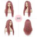Long Pink Curly Wavy Wig for Women Natural Ombre Fluffy Synthetic Hair for Costume Cosplay Halloween Party