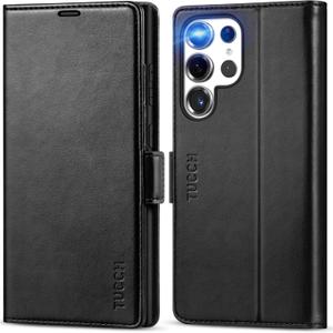 TUCCH Case Wallet for Galaxy S25 Ultra, Kickstand [RFID Blocking] Card Holder, Folio Magnetic PU Leather [TPU Shockproof Interior Case] Protective Folio Cover Compatible with Galaxy S25 Ultra, Black