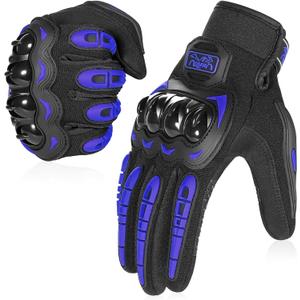 COFIT Motorcycle Gloves Breathable, Touchscreen Motorbike Gloves Anti-Slip with Good Grip Hard Knuckles Protection for Men Women Motocross, BMX ATV MTB Cycling, Road Racing - Blue XL