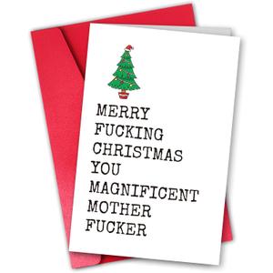 2 x Funny Christmas Card with Christmas Tree, Naughty Holiday Gift Ideas, Adult Funny Merry Xmas Card for Men Women