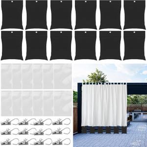 12 Pack Outdoor Curtain Weights, 24oz Large Capacity Curtain Weights Bags Drapery Bottom Weighted Sandbag Bags with Sealed Bags & Clips for Drapes Pergola Cabana Gazebo Garden Yard