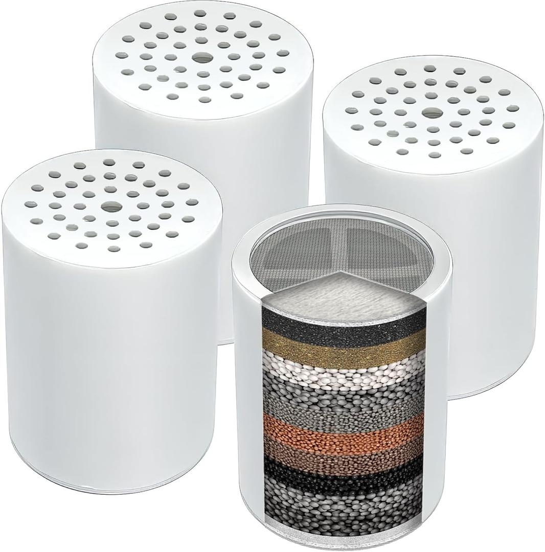 Casaheal 4 Pack 15 Stage Shower Filter Replacement Cartridge for Hard Water, Universally Compatible with Any Similar Design, Shower Water Softener with High Output