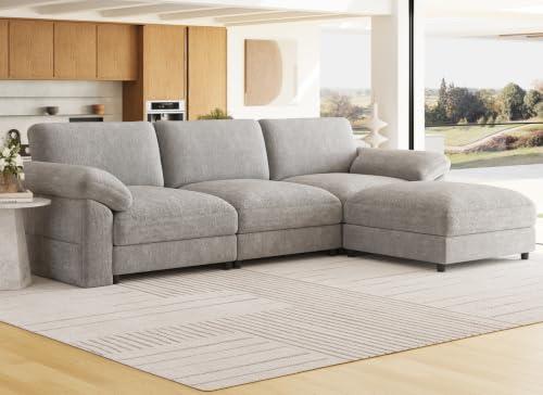 Oversized Sectional Couches for Living Room, Modular 3 Seater Cloud Sofa | Extra Large Deep Seat, Spacious Seating Space, Goose‑down cushions, Easy Assembly, Easy Clean, pet‑friendly