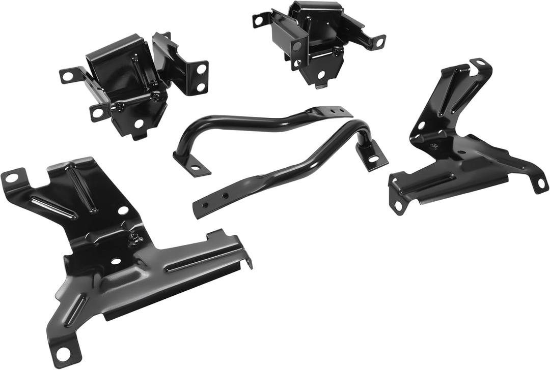HECASA Front Bumper Bracket Set Compatible with 2007-2013 GMC Sierra Chevy Chevrolet Silverado 1500 2500 3500 Powder Coated Black Replacement for 22767057 22767056 22861859 22861858 15901539 15901538