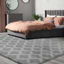 Puremy Shag Area Rug 5x7 Feet Extra Soft Rugs for Living Room, High Pile Indoor Carpet for Bedroom, Kids Room, Nursery, Home Decor, Geometric, Light Grey/White
