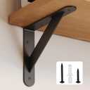 Shelf Brackets with Beam, Heavy Duty Shelf Bracket, 6 x 8 inch 4 Pack Black Metal L Brackets Wall Bracket for Shelves Support Bracket for DIY Decorative with Screws