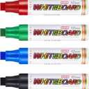 Gersoniel 4 Packs Extra Thick Dry Erase Markers Fine Point White Board Markers Dry Erase 12 mm Big Nib Erasable Pens for Glass, Window, Black Board, Mirror, Assorted Colors