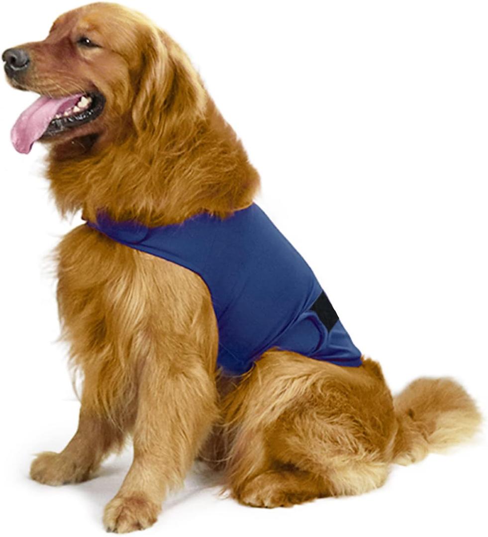 Dog Anxiety Jacket, Skin-Friendly Dog Calming Shirt - Dogs Vest for Thunder, Fireworks and Separation - Keep Pet Calm Without Medicine & Training, Anti Anxiety Coat for Dogs (Dark Blue, L) (Large)