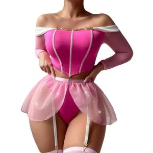 Women's Sexy Princess Lingerie Set - Fairytale Cosplay Fantasy Costume Pink, S