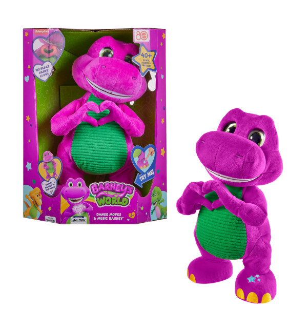 Fisher-Price Barney’s World Dance Moves Music Barney Plush, 13-inch Figure, Songs, Sounds, Lights & Soft Texture