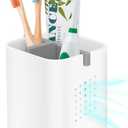 Boperzi Toothbrush Holders for Bathrooms, Detachable Electric Toothbrush Holder, Kids Toothbrush Holder Drainage, 3 slot Toothbrush and Toothpaste Holder Storage Caddy, Toothbrush Organizer White/Grey
