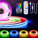 PAUTIX 5V USB COB RGB LED Strip Light 4.92ft/1.5m Color Changing Light Strips,TV Backlight Multicolor Flexible Under Cabinet Tape Lights with Bluetooth Control for Bedroom,Kitchen,Home DIY Lighting