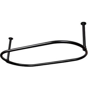 Oval Shower Curtain Rail Rod For Bathroom, Ceiling Mounted for Clawfoot Tub, Large and Heavy Duty Ceiling Mounted with Adjustable Support - 45 x 25 Inch (Free Curtain Rings) (Black)