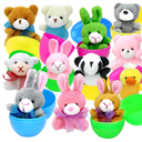 ZMCINER 12 Prefilled Easter Eggs with Plush Filled Easter Eggs with Inside for Easter Basket Stuffers, Easter Party Favor
