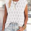 PRETTYGARDEN Crochet Tops for Women 2026 Summer Sweater Vest Knit Cap Sleeve Hollow Out Tank Coverup Spring Fashion Clothing (White,XX-Large) (XXL)