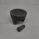 Genuine Handmade Mexican Mortar and Pestle Set- 8 Inches, Molcajete Mexicano  Mexican Cookware Perfect as Salsa Bowls, Guacamole Bowl and Masher, Mortero Para Cocina made from Volcanic Rock in Mexico