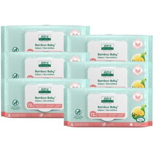 Aleva Naturals Bamboo Baby Sensitive Wipes | Unscented | Extra Strong and Ultra Soft | Natural and Organic Ingredients | Certified Vegan | 6 packs of 72ct - Total of 432ct