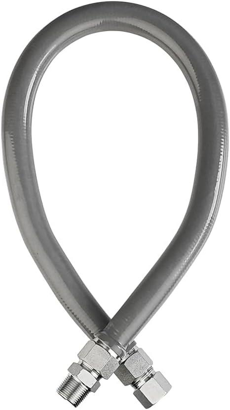 18" 3/4"MIP x 3/4"FIP Gas Line(1"OD),Gray PVC Coated Gas Connector Hose Supply,Full Flow Gas Hose for Indoor and Outdoor