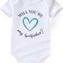 Will You Be My Godmother Godfather Proposal Newborn Baby Clothes Godparents Infant Boy outfits (0-3 months)