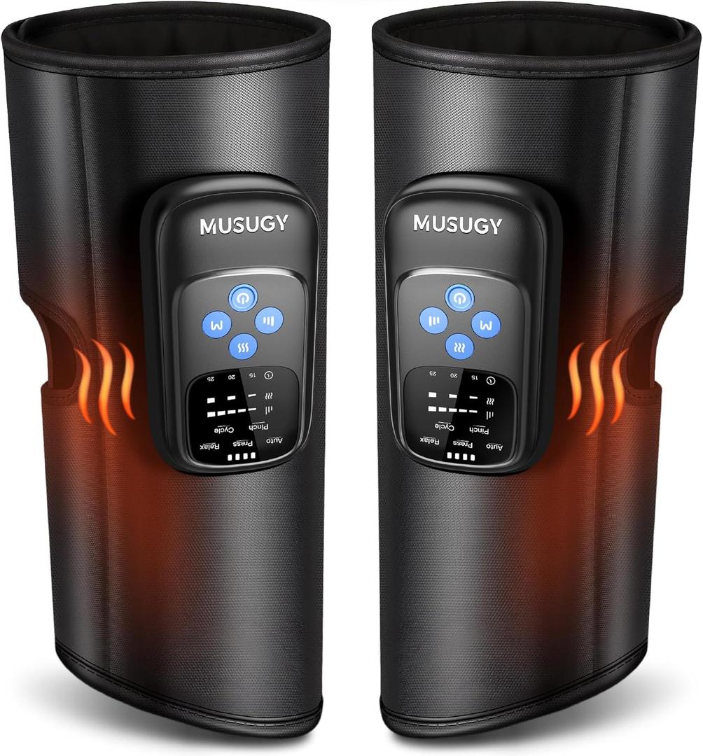 Cordless Calf Massager with Heat and Compression : Rechargeable Leg Compression Massager with 5 Modes, 5 Intensities for Pain Relief and Circulation - Calf Massage Device for Muscle Recovery
