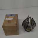 HPC Decor Solar Light Outdoor Garden, Crackle Globe Glass,Metal Palm Leaf Solar Light for Outside, Pathway Lights Waterproof LED Outdoor for Patio,Yard,Porch Decor,Gardening Gifts for Women/Mom. (Black)