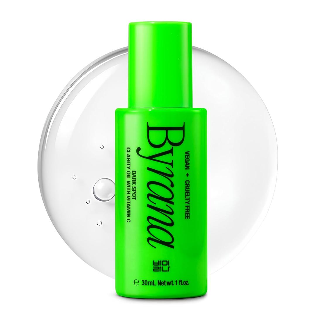 Dark Spot Clarity Oil Serum with Vitamin C for Uneven Tone & Post-Acne Marks  Korean Vegan Skincare with Ginseng Berry, Licorice Root, Arbutin & Tranexamic Acid by BYRANA  1 oz
