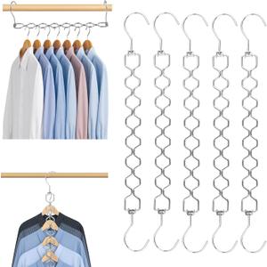 5pcs Magic Space Saving Hangers for Clothes, Heavy Duty 30lbs Shirts Saver Storage, Multi Smart Cascading Hangers with 360 Swivel Hook, 8 Slots Closet Organizer Home Dorm Essential for Pant Jacket
