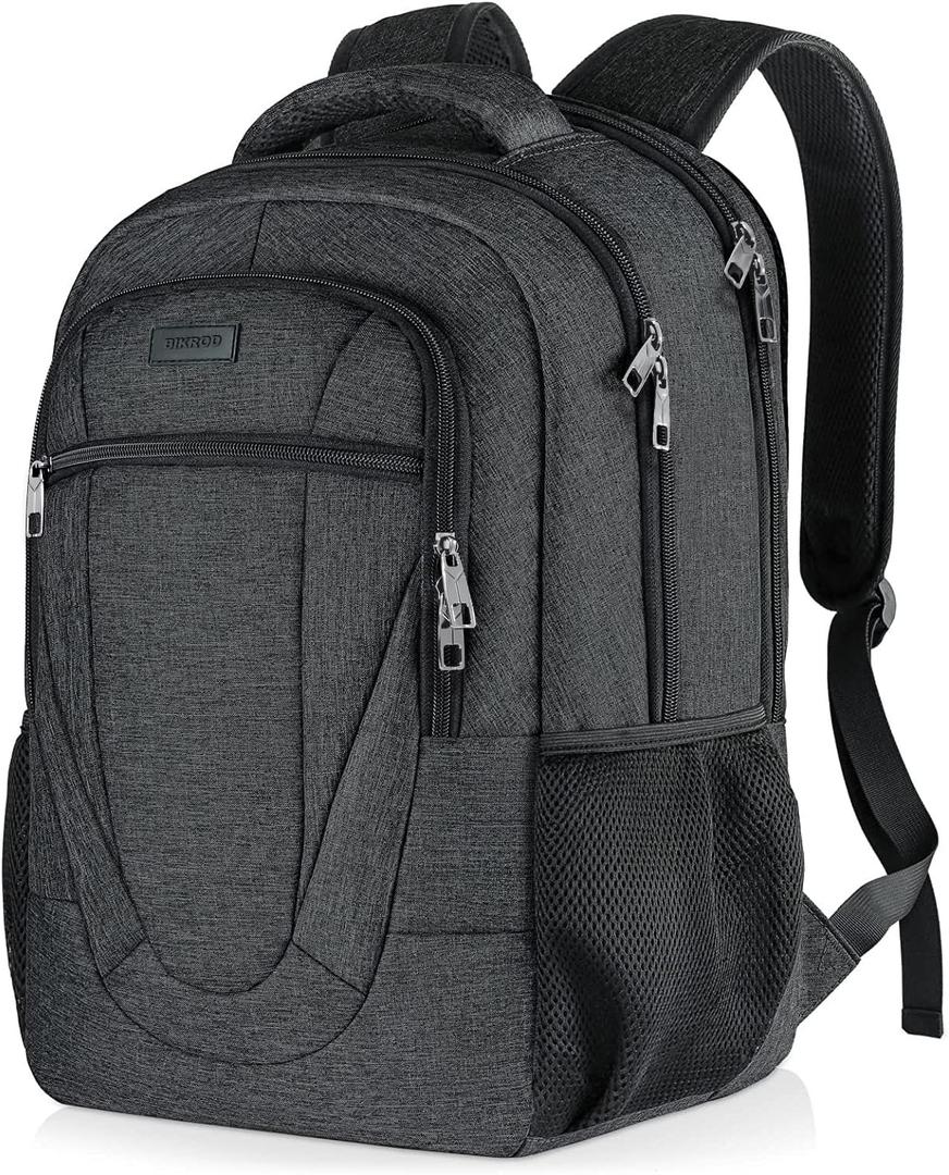 BIKROD Travel Laptop Backpack, 17 Inch Extra Large School Backpacks for Teen Boys and Girls, Black Water Resistant Women Back Pack, Business Men Sturdy Computer Bag