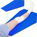 Knee Wedge Pillow | Leg Pillow Elevation Blood Circulation | Leg Elevation Wedge Memory Foam & Machine Washable Cover | Knee Elevation Pillow Post Surgery (Blue)