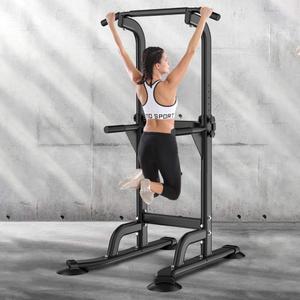 SogesPower Power Tower Dip Station Pull Up Bar for Home Gym Adjustable Height Strength Training Workout Equipment,Pull Up Bar Station (Black)
