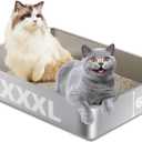 Stainless Steel Litter Box, 28" X 20" X 6" Steel Litter Box XXL No Smell, Extra Large Metal Litterbox for Big Cat, Multiple Cats, Non Stick, Easy Cleaning