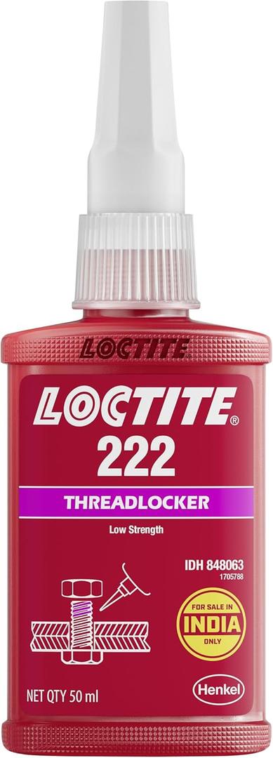 Genuine Henkel Loctite 222 Threadlocking Adhesive - Low Strength - Easy Disassembly - Suitable for All Metal Threaded Assemblies - Glue 50 ML